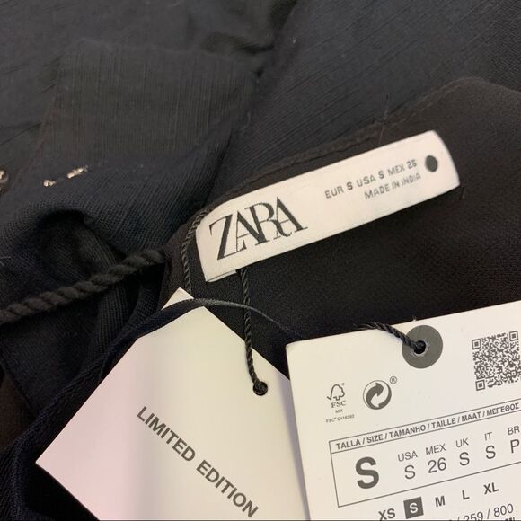 ZARA black embroidered beaded midi dress limited edition Sz S NWT - Picture 7 of 10